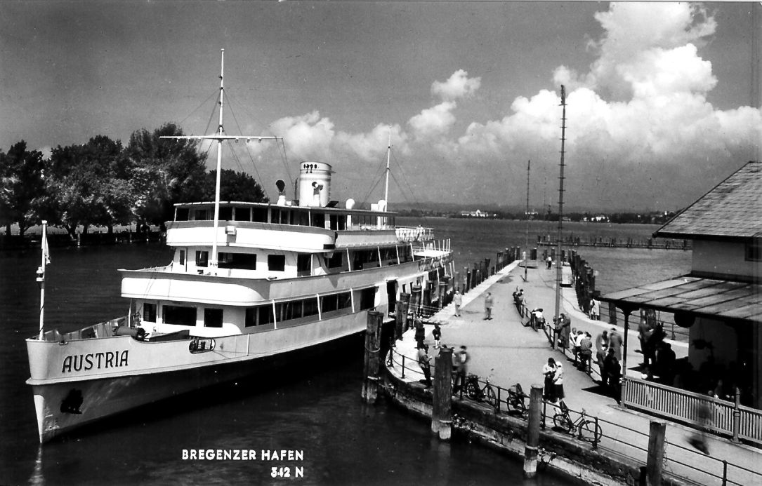 MS Austira 1958 im Bregenzer Hafen  Bild: Archiv A. Heer