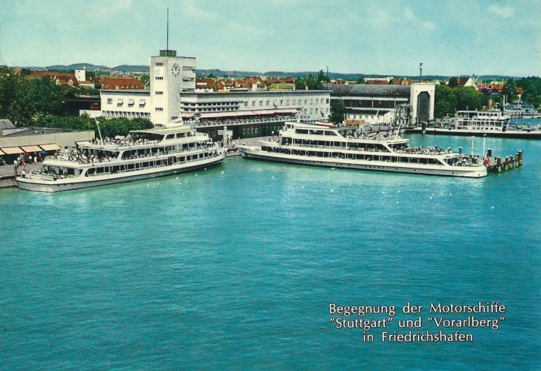 MS Stuttgart und MS Vorarlberg Ende der 60er Jahre in Friedrichshafen  Bild: Ar chiv A. Heer